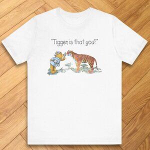 Winnie Cute Bear Explorer Tiger Is That You Graphic Tee White Cartoon T-Shirt